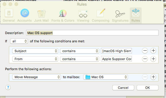 Mail Rules Not Working At All Apple Community