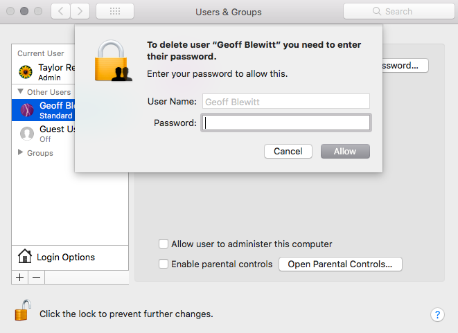 Unable to delete user on MacBook. - Apple Community