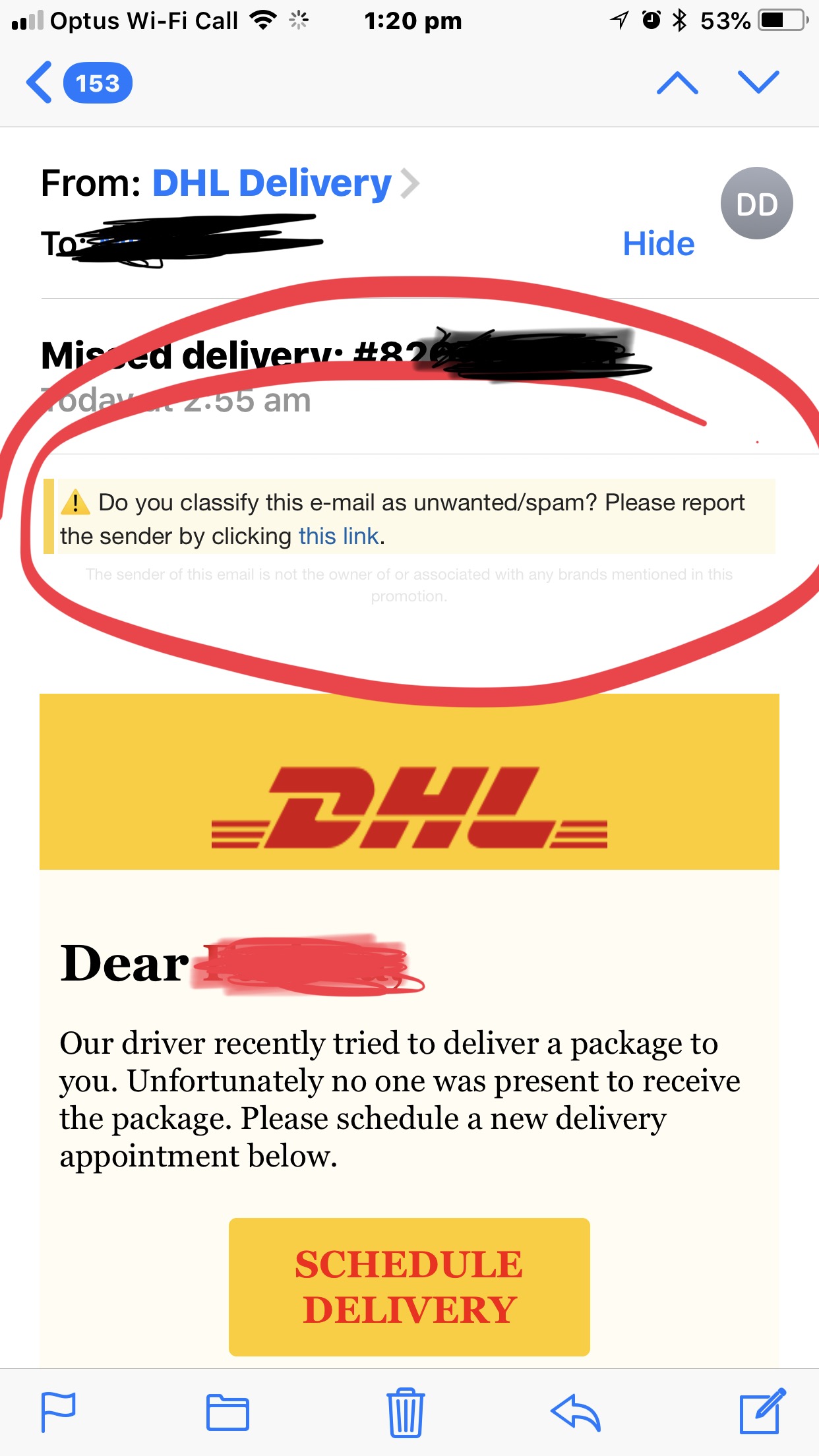DHL Scam Email - Have I compromised my Ip… - Apple Community