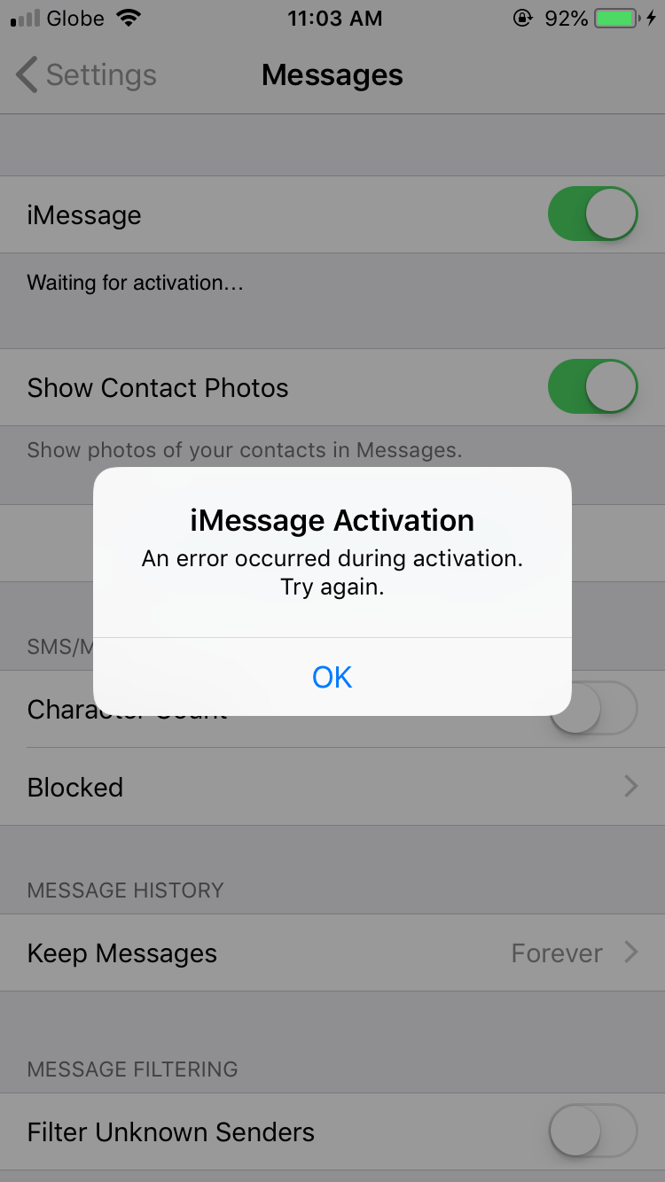 Unable to enable my iMessage - Apple Community