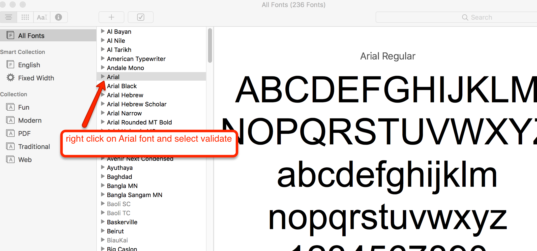 Arial bold italic font