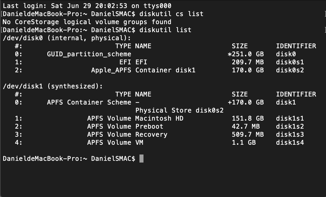 Os mac ошибка no corestorage logical volume groups found