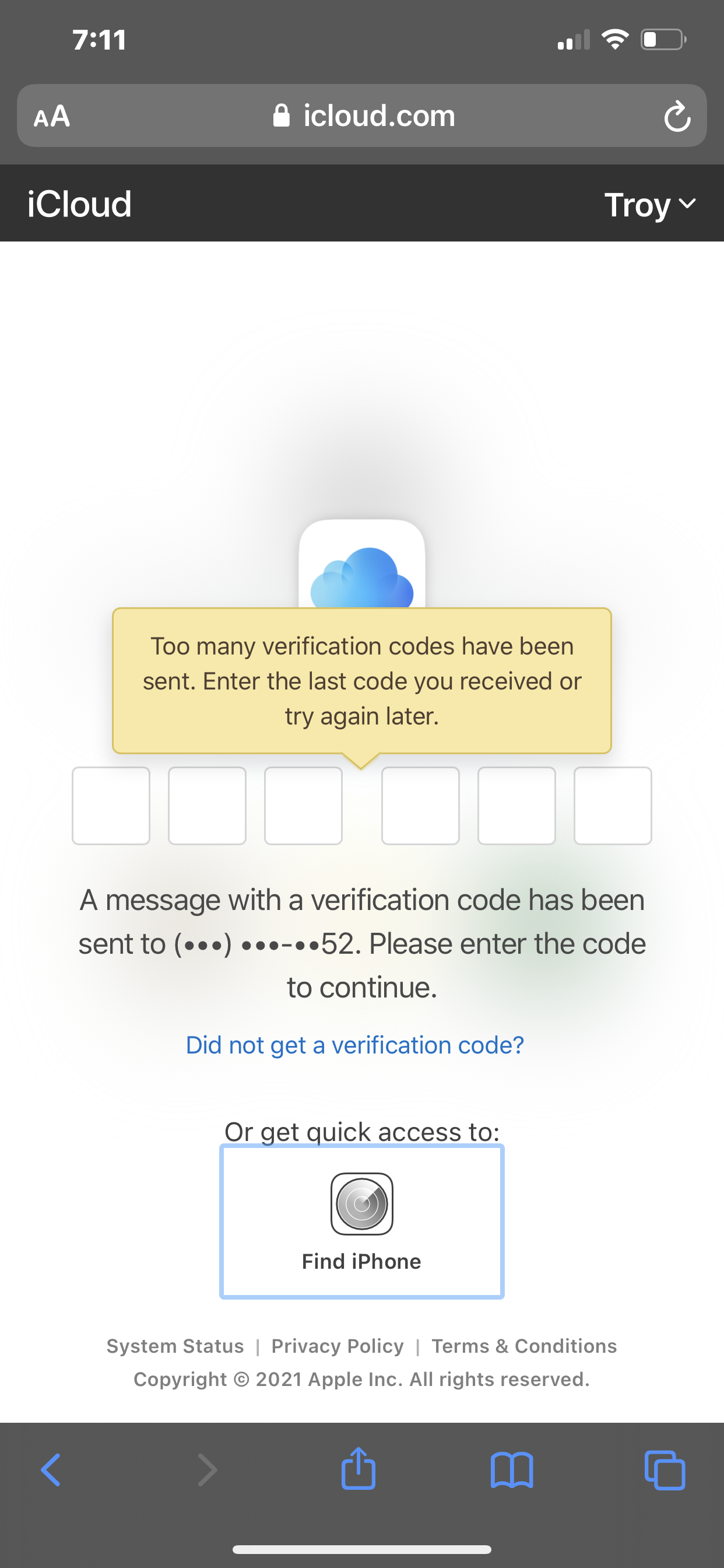 I need to to get my last number code - Apple Community