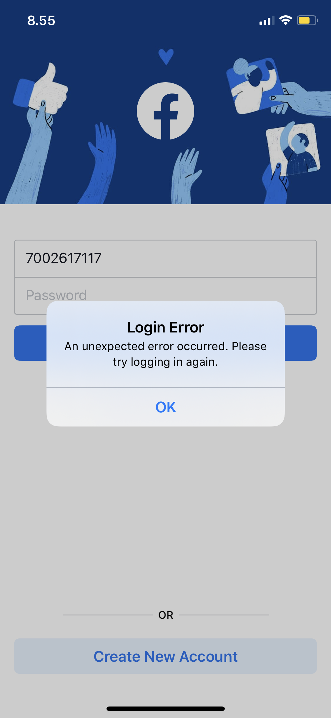 Unable to connect to facebook iphone