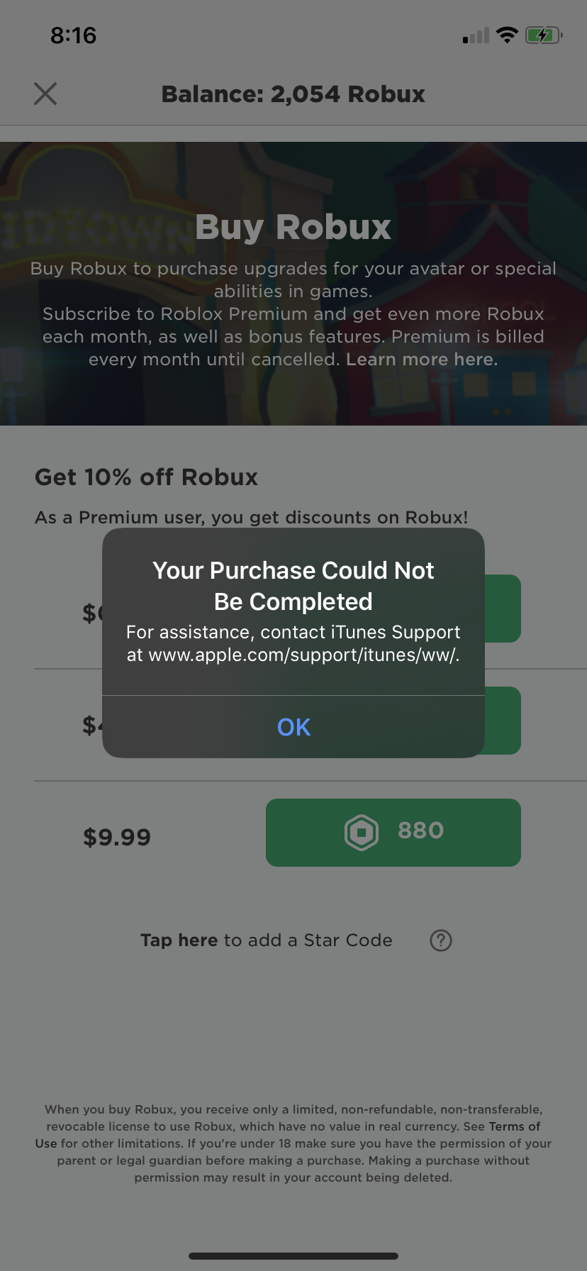Cant Buy Robux On Ipad