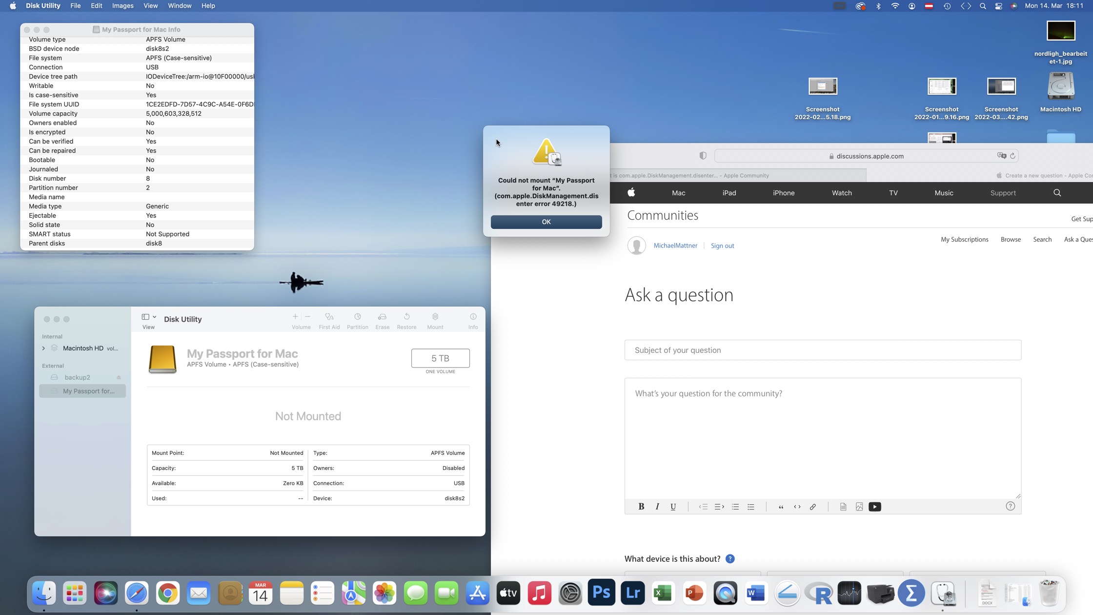 error 49218 on my BACKUP Disk (Time Mach… Apple Community