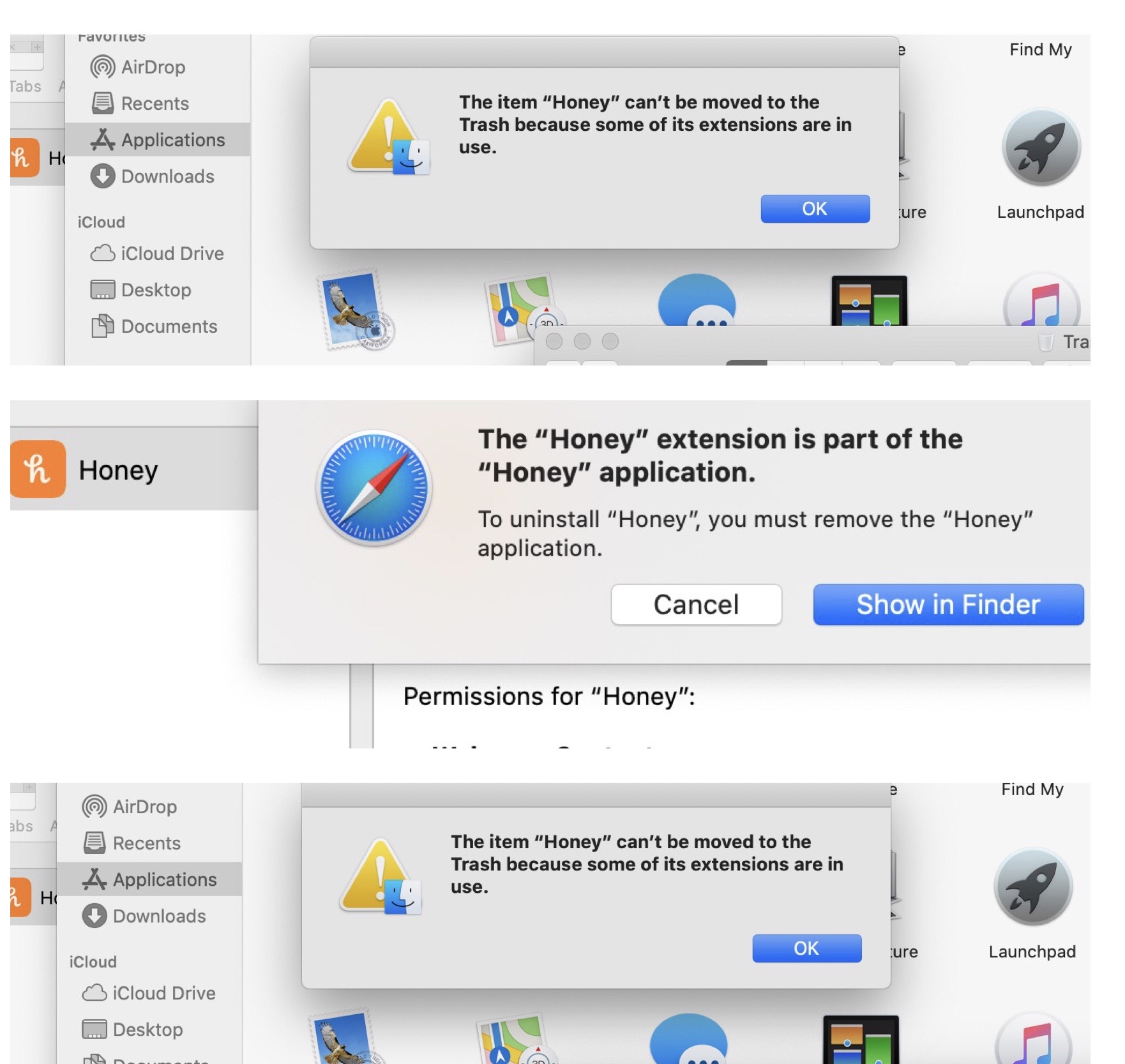 Cannot delete Honey extensions Apple Community