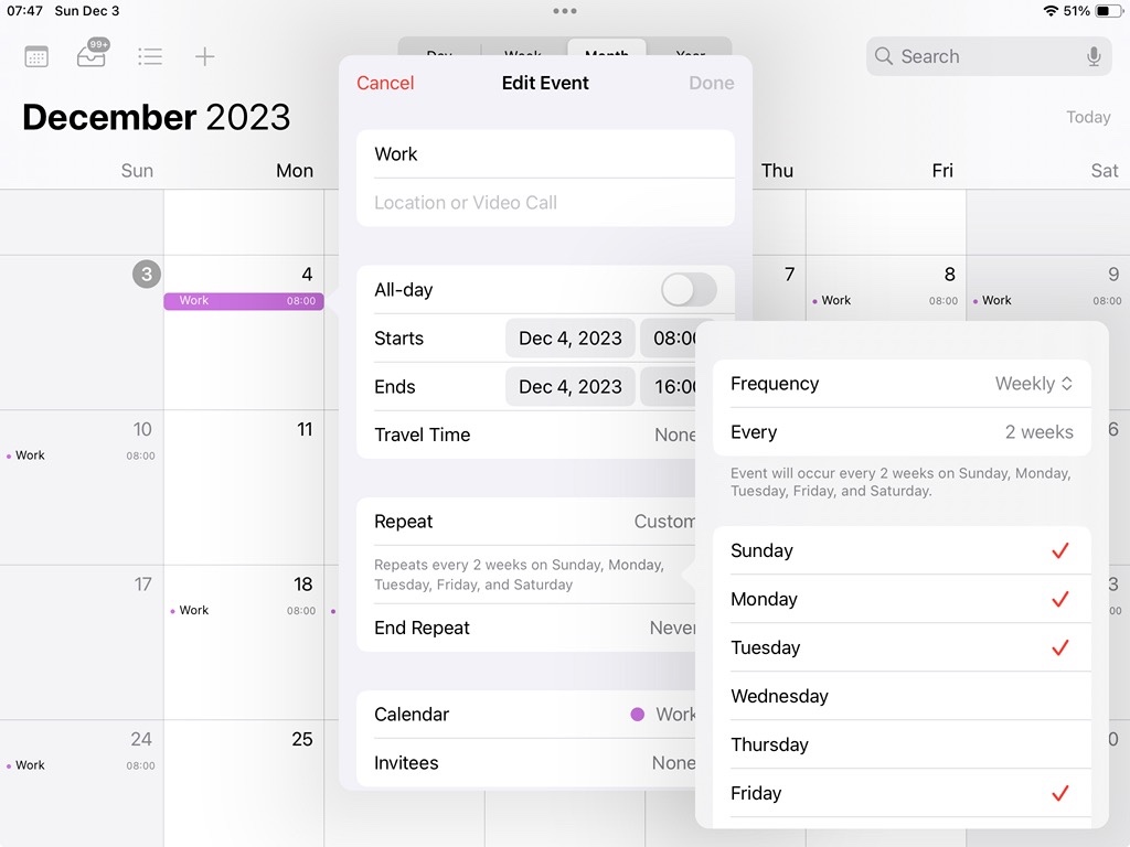 Calendar App on iPhone Irregular Recurr Apple Community