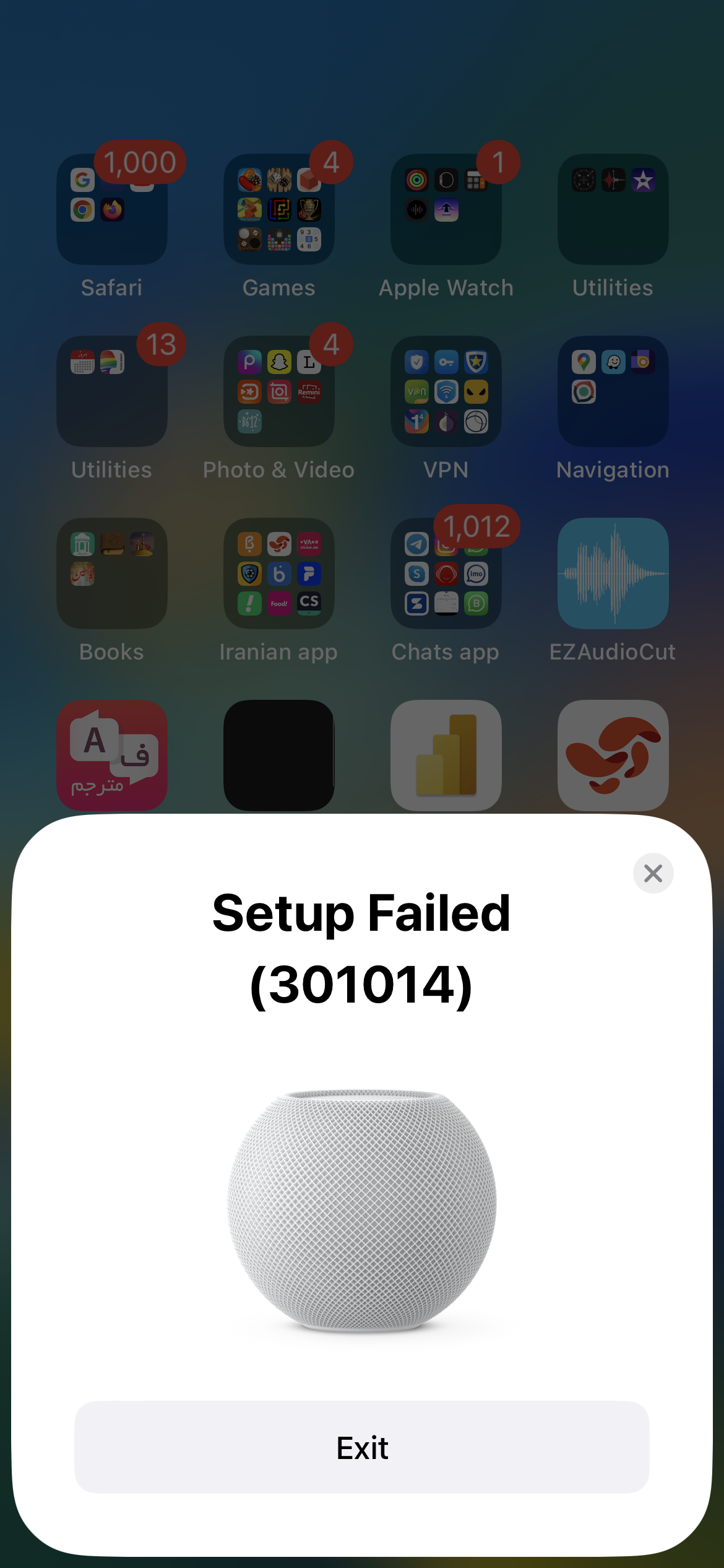 Error 301014 in homepod - Apple Community