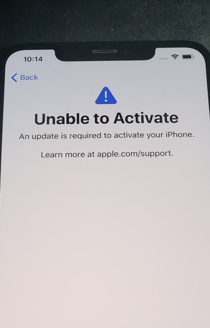 Unable to activate, Update required - Apple Community