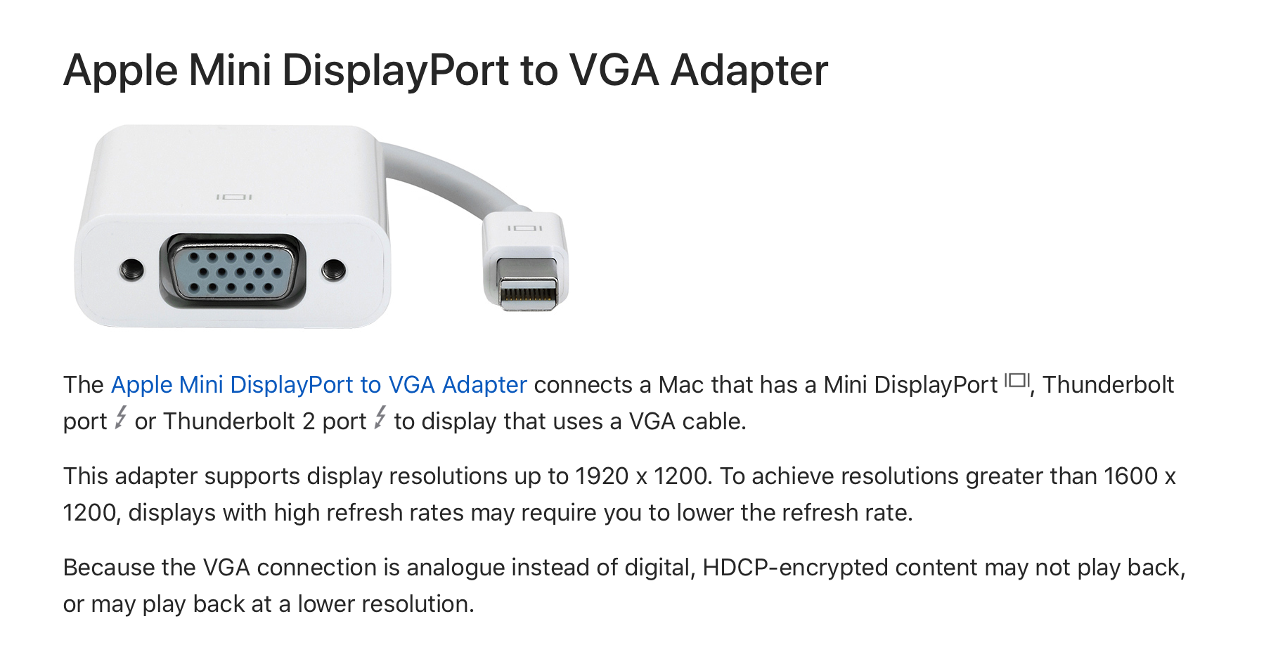 Monoprice DisplayPort 1.2a to VGA Active Adapter, Black 