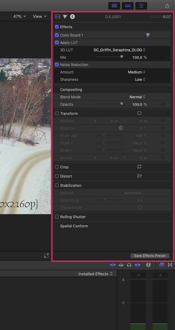 FCPX, video inspector - what is executed … - Apple Community