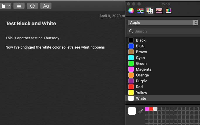 Notes text is white on my Mac but black (… - Apple Community