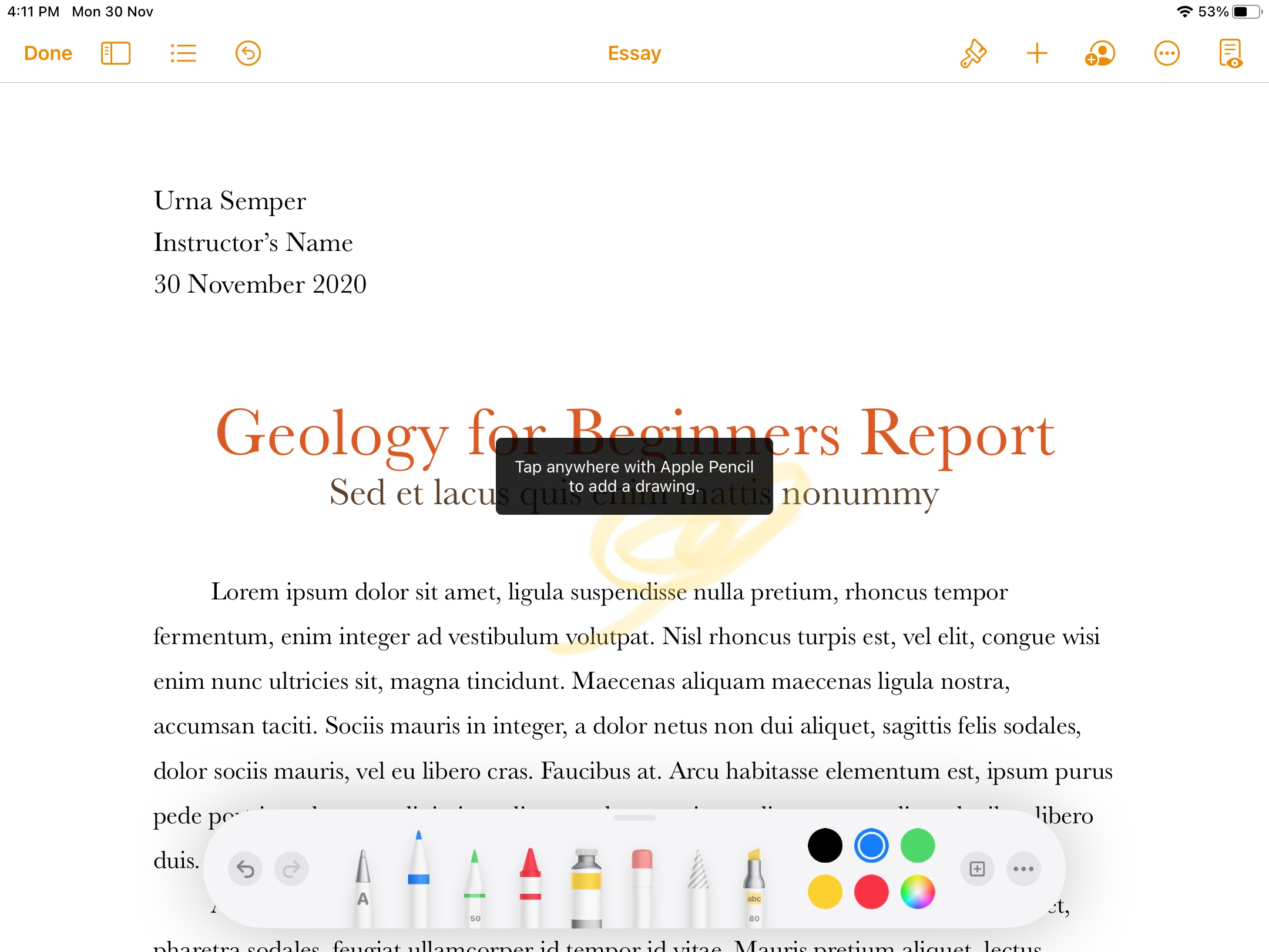 Annotate a Pages document on iPad - Apple Support