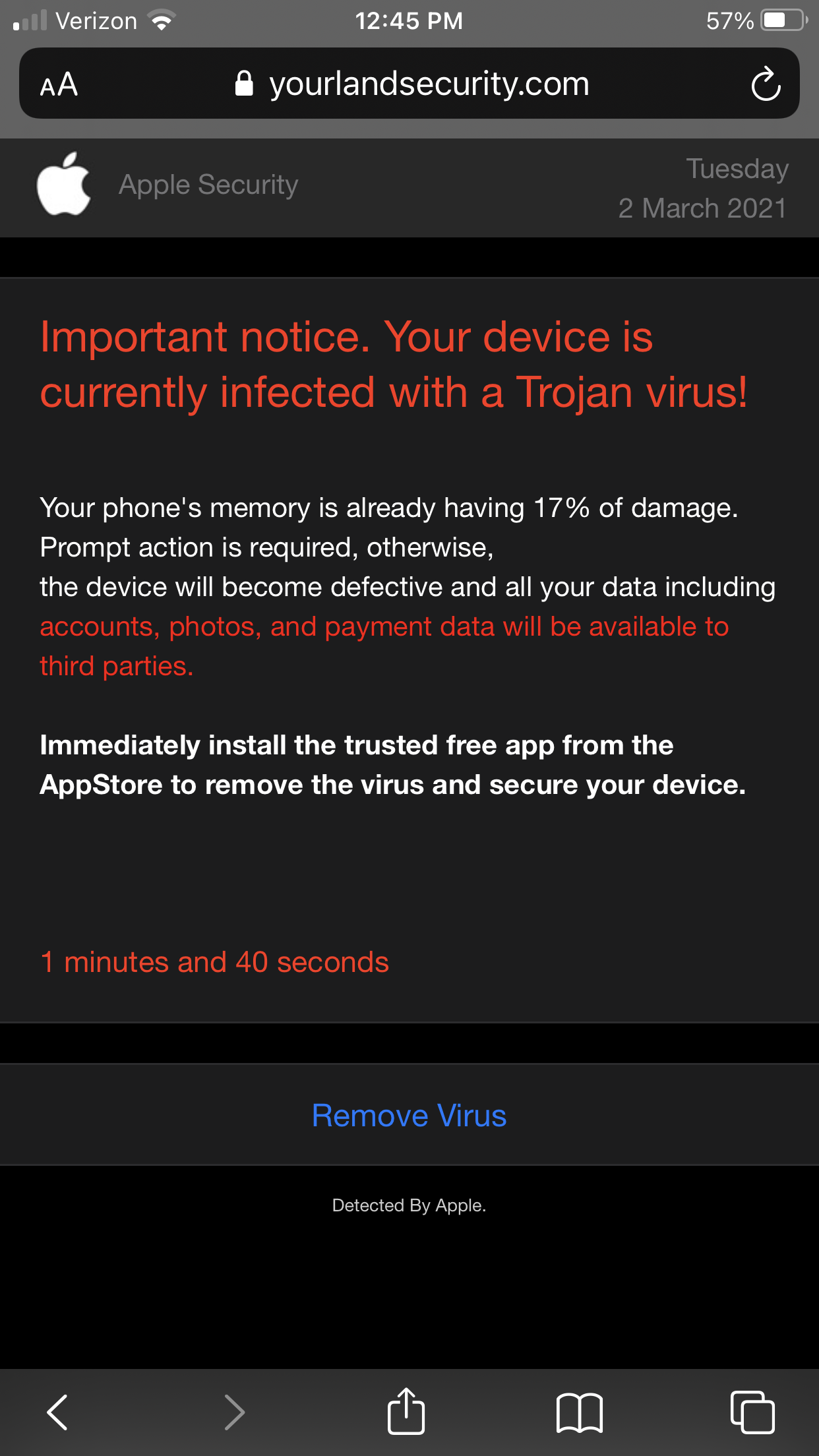 virus found pop up mac