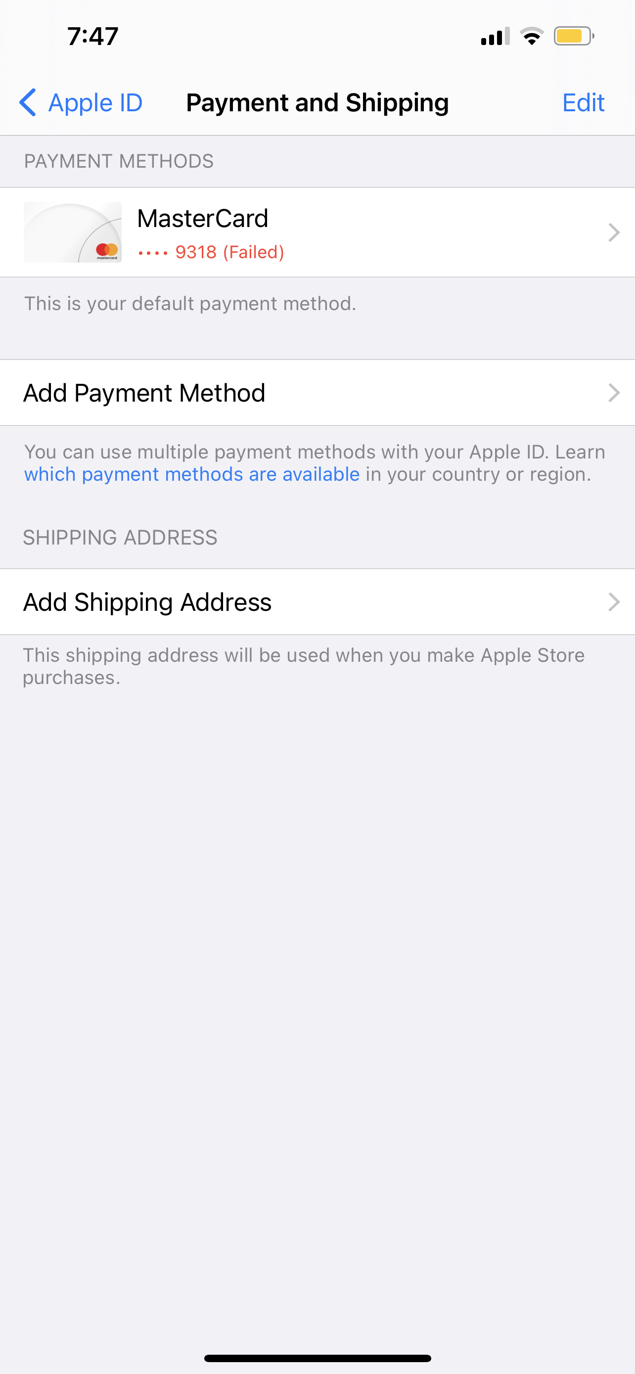 why can't delete mastercard - Apple Community