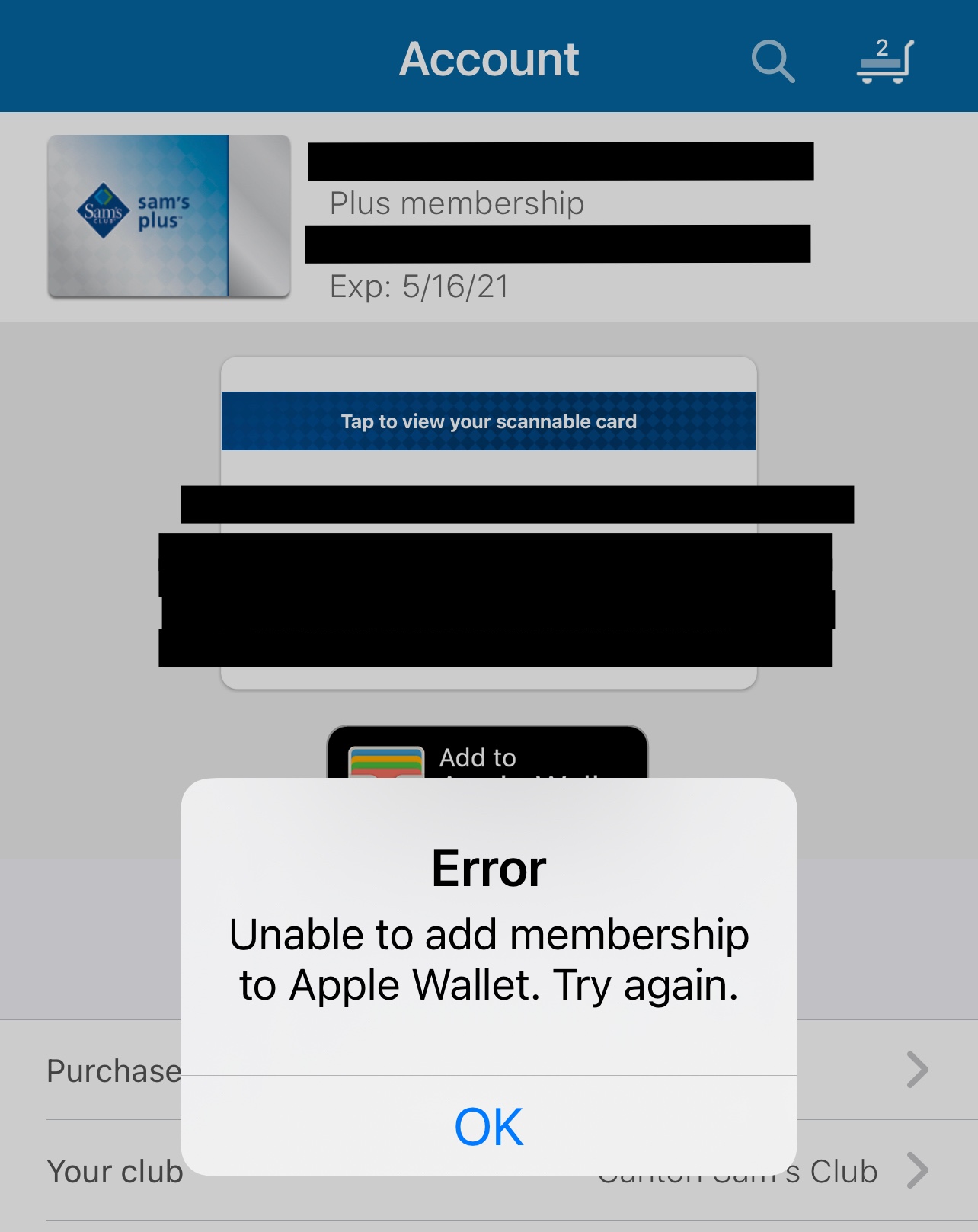 Adding Sam's Club membership to Apple Wal… - Apple Community