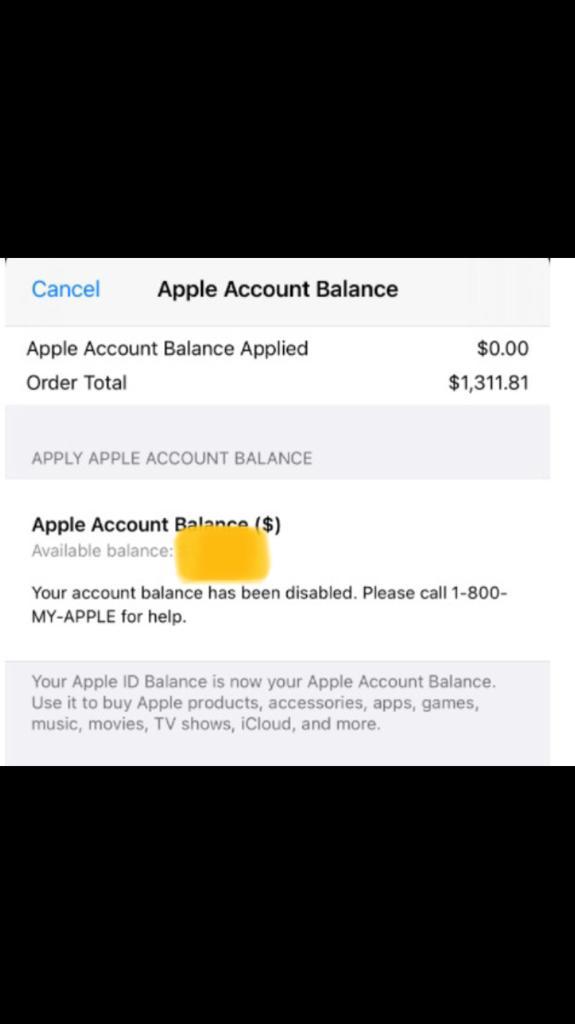 Your account balance is disabled - Apple Community