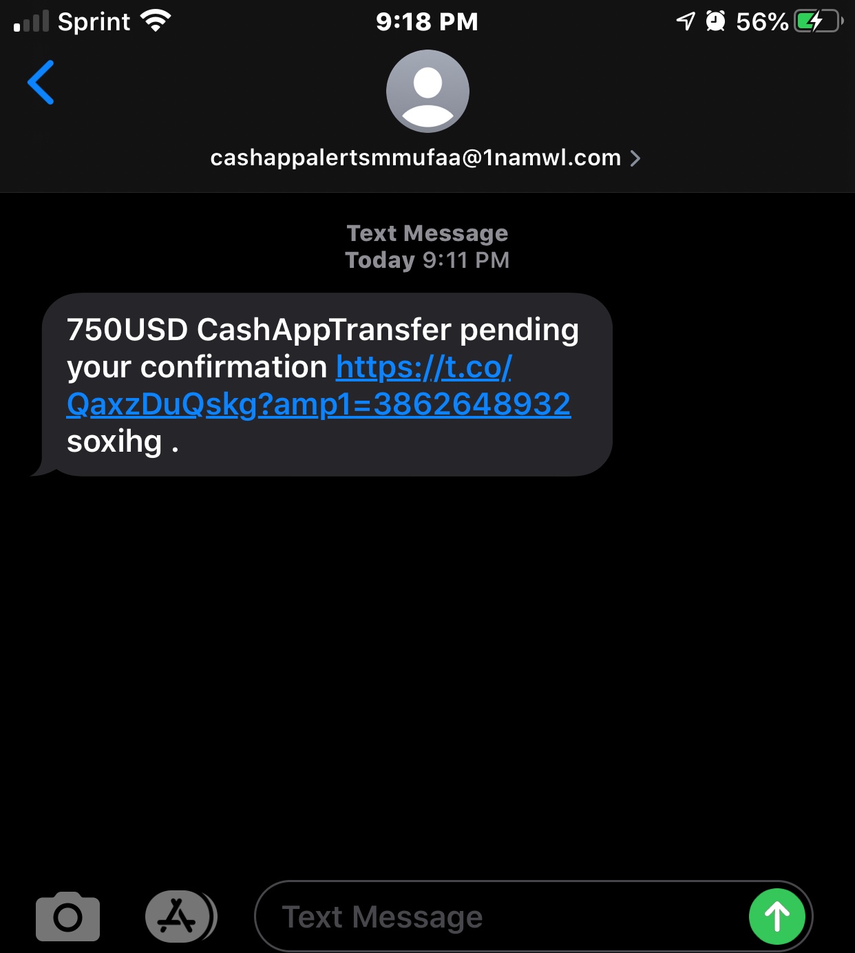 Cash app transfer text message scam - Apple Community