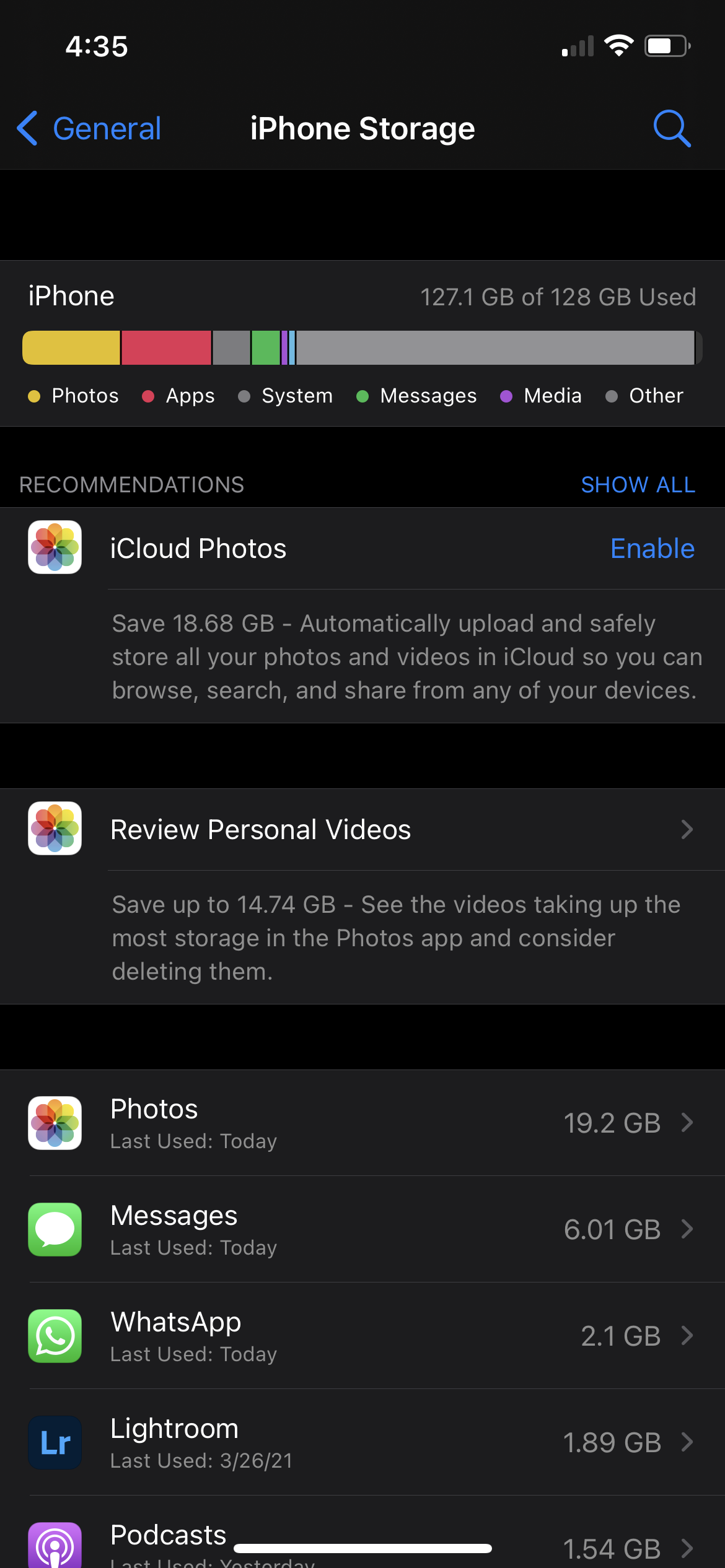 iPhone storage keeps going back to full a… Apple Community