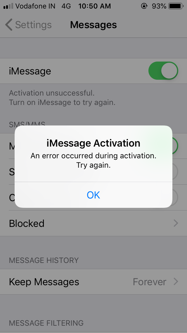 Не приходят картинки imessage