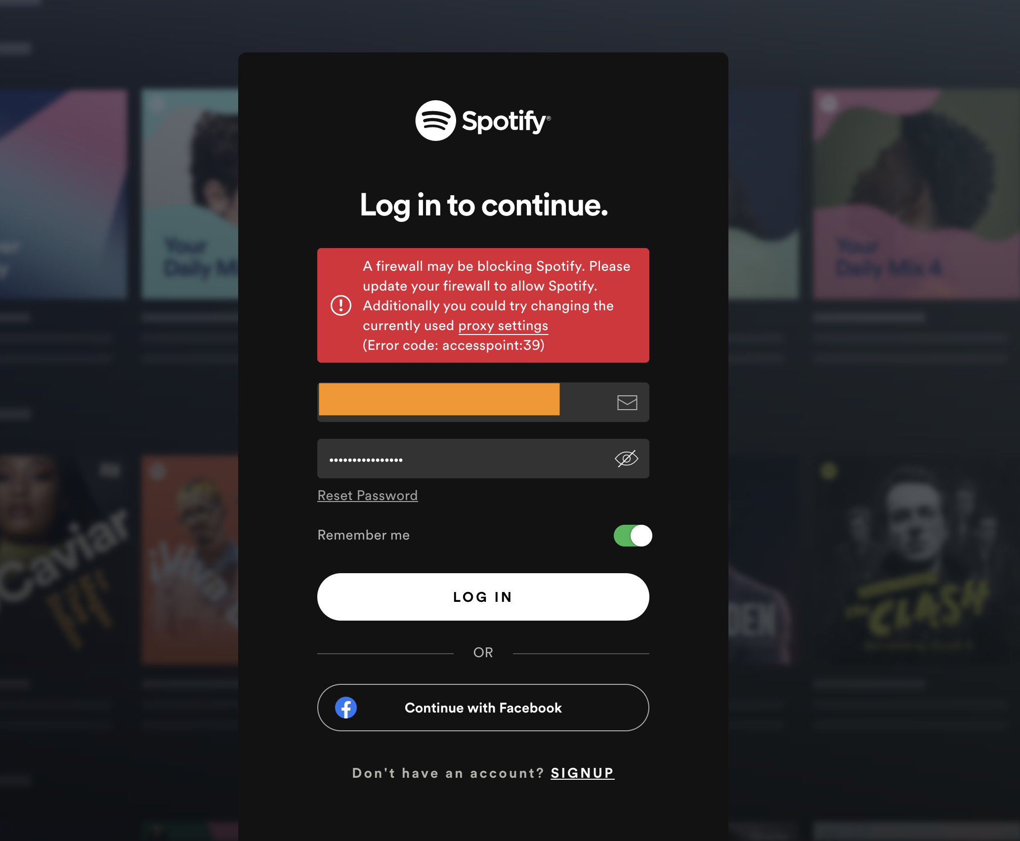 Spotify Firewall Error Code 39 Mac