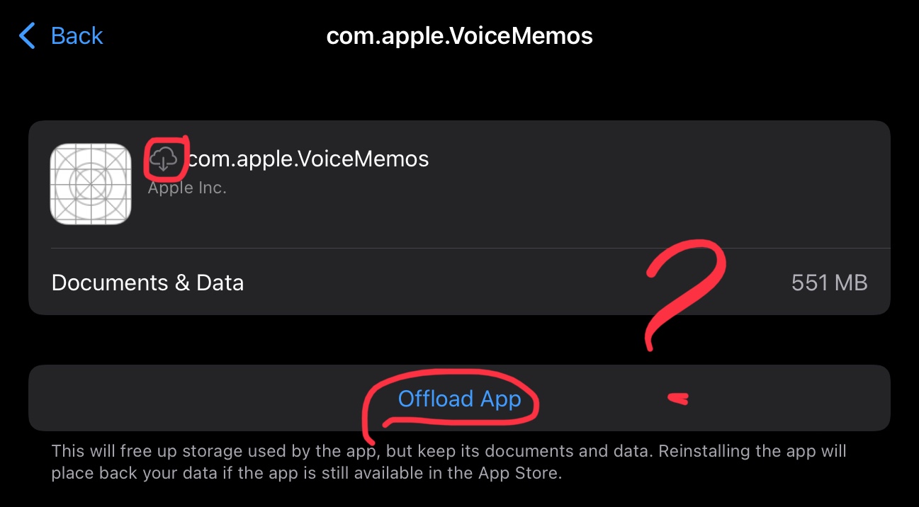 Voice Memos is offloaded but not at the s… - Apple Community