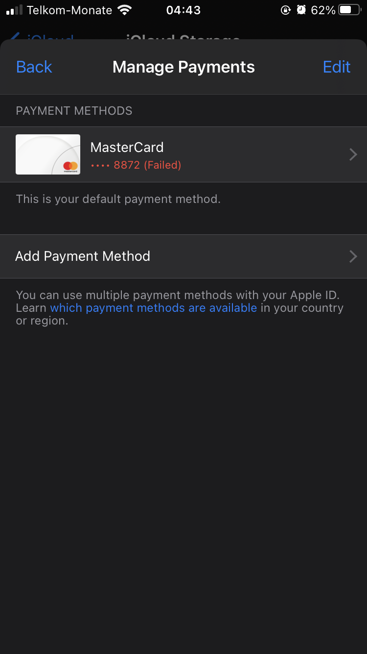 Payment method declined Apple Community