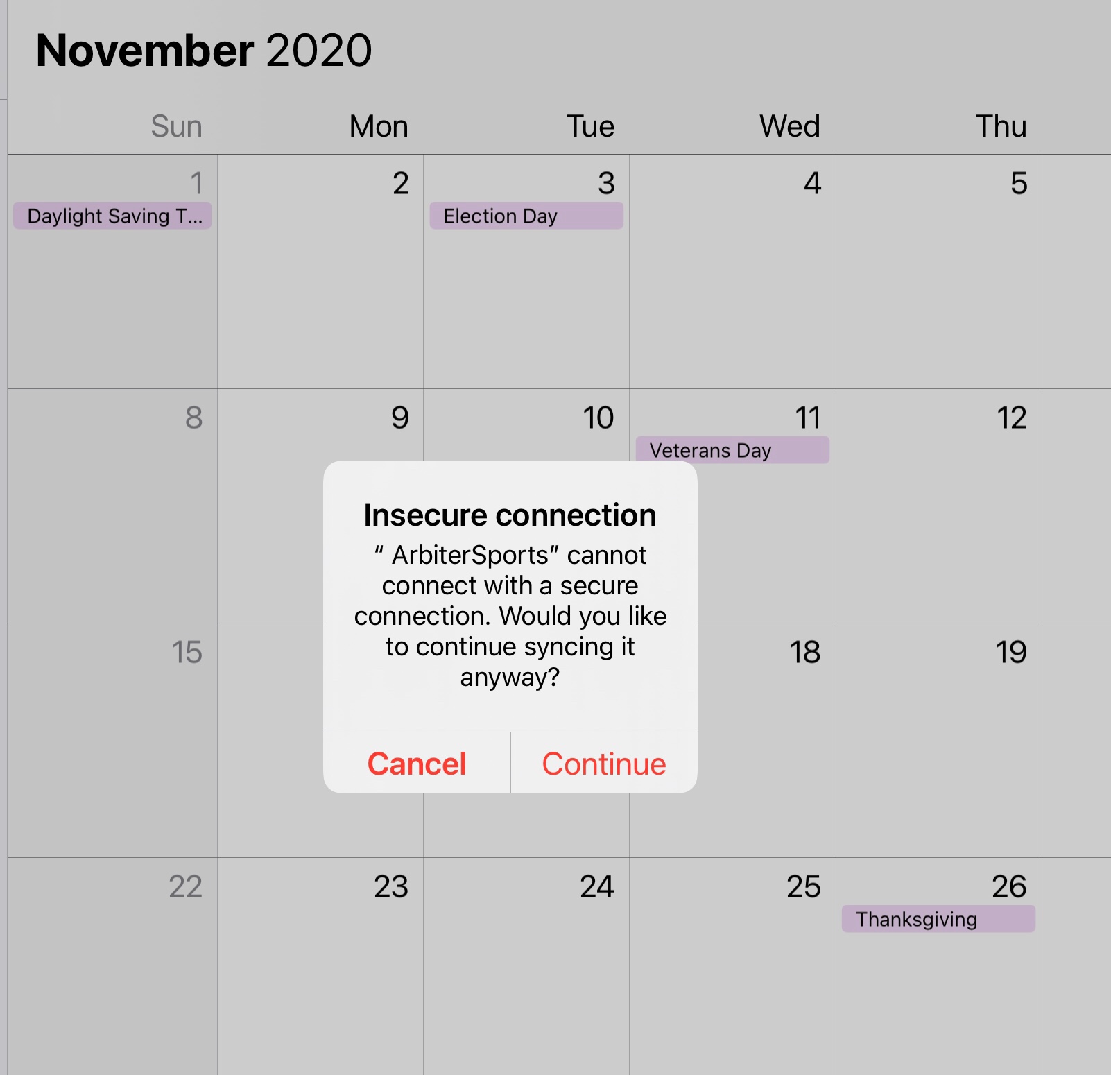 Subscribed calendar has "insecure connect… Apple Community