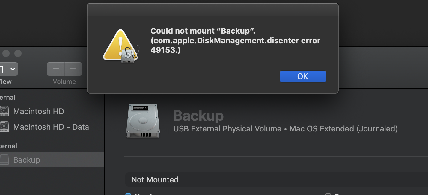 Com apple diskmanagement disenter ошибка 49153