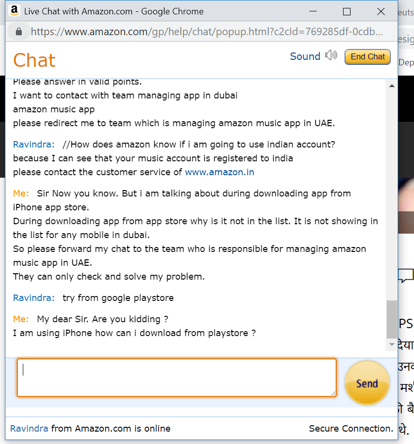 Live chat on amazon