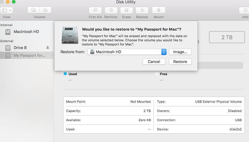 How to backup mac onto my passport for mac catalina