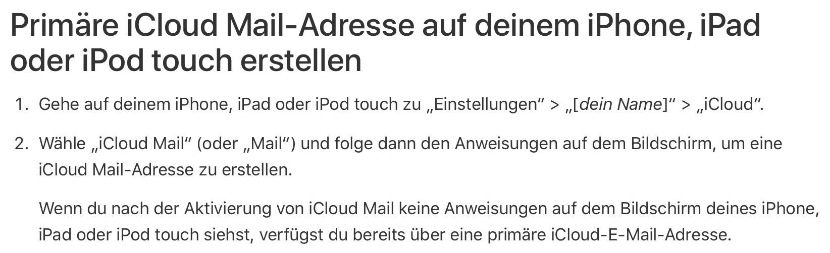 iCloud EMailAdresse erstellen ohne den … Apple Community