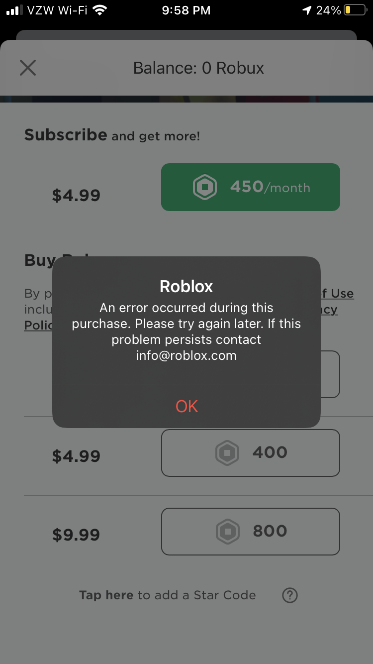 Why can't I buy robux on roblox - Apple Community