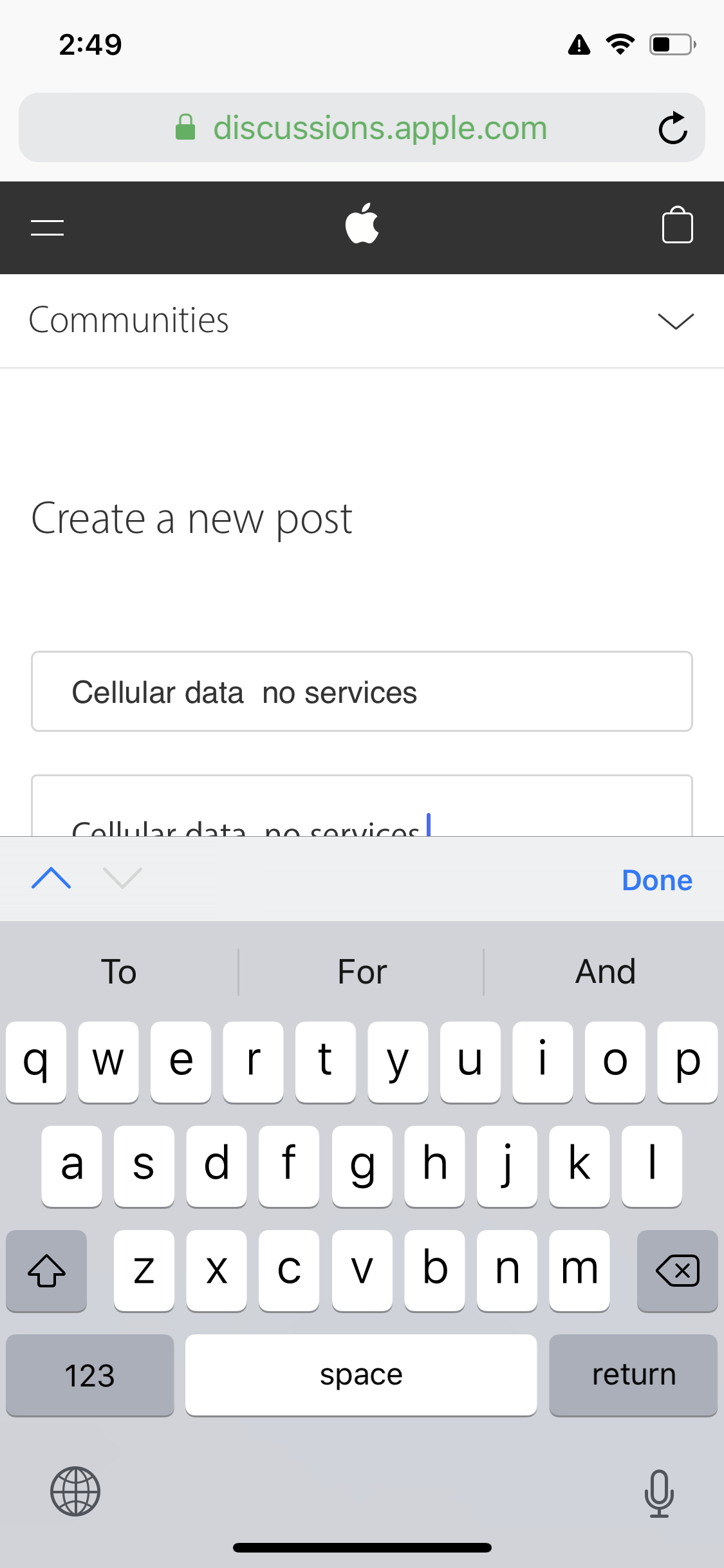 Cellular data no services - Apple Community
