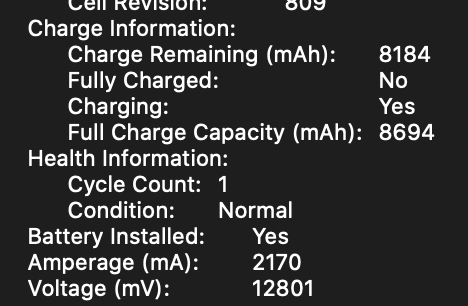 apple macbook pro full charge capacity
