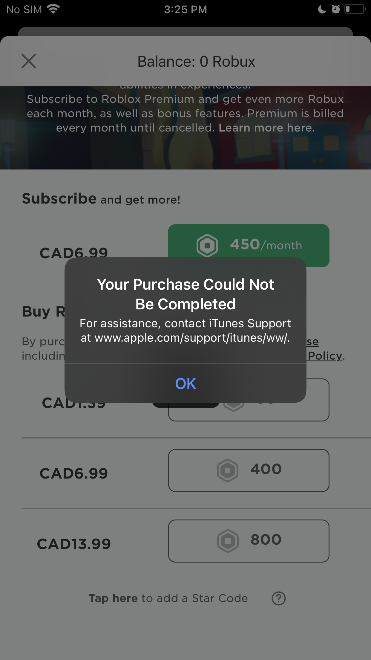 can't buy robux - Apple Community