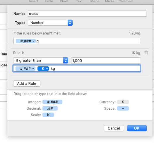 Numbers format Cells To Show Grams Apple Community