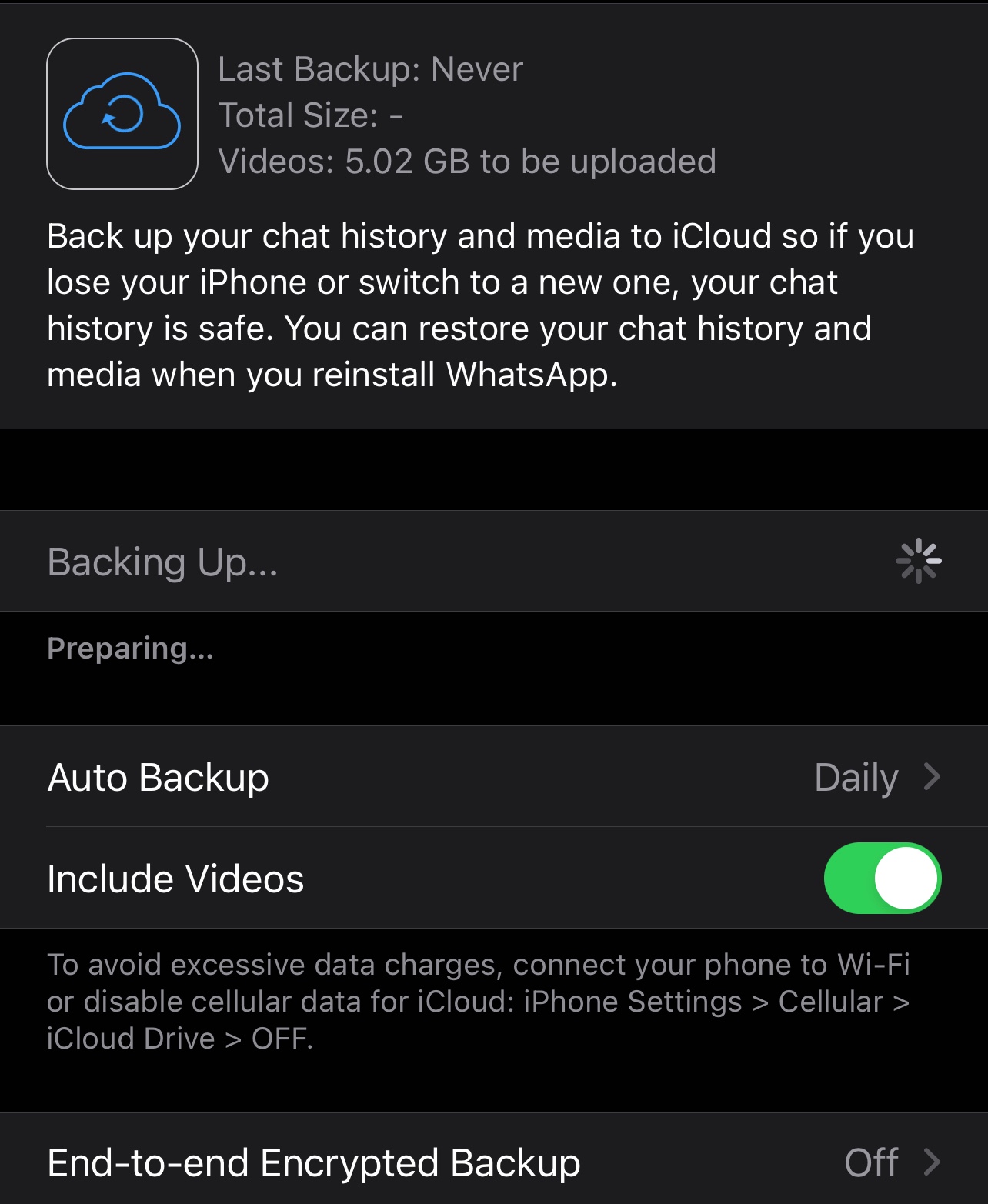 WhatsApp doesn't back up Apple Community
