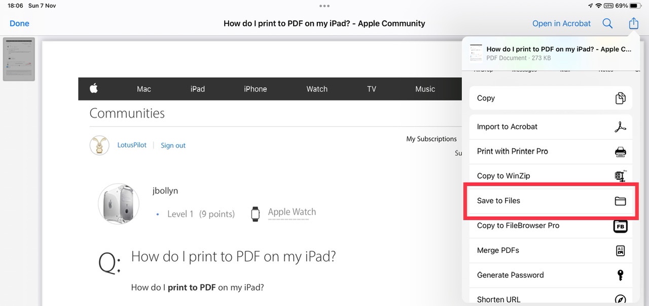 ipad safari to pdf