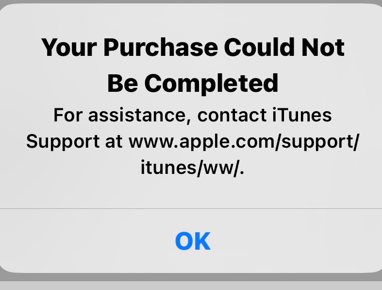 Payment could not be completed - Apple Community