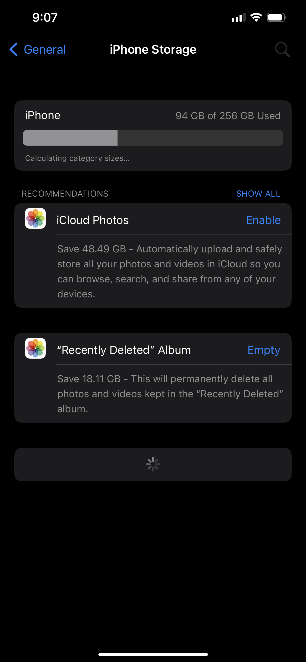Iphone storage details loading time is to… Apple Community