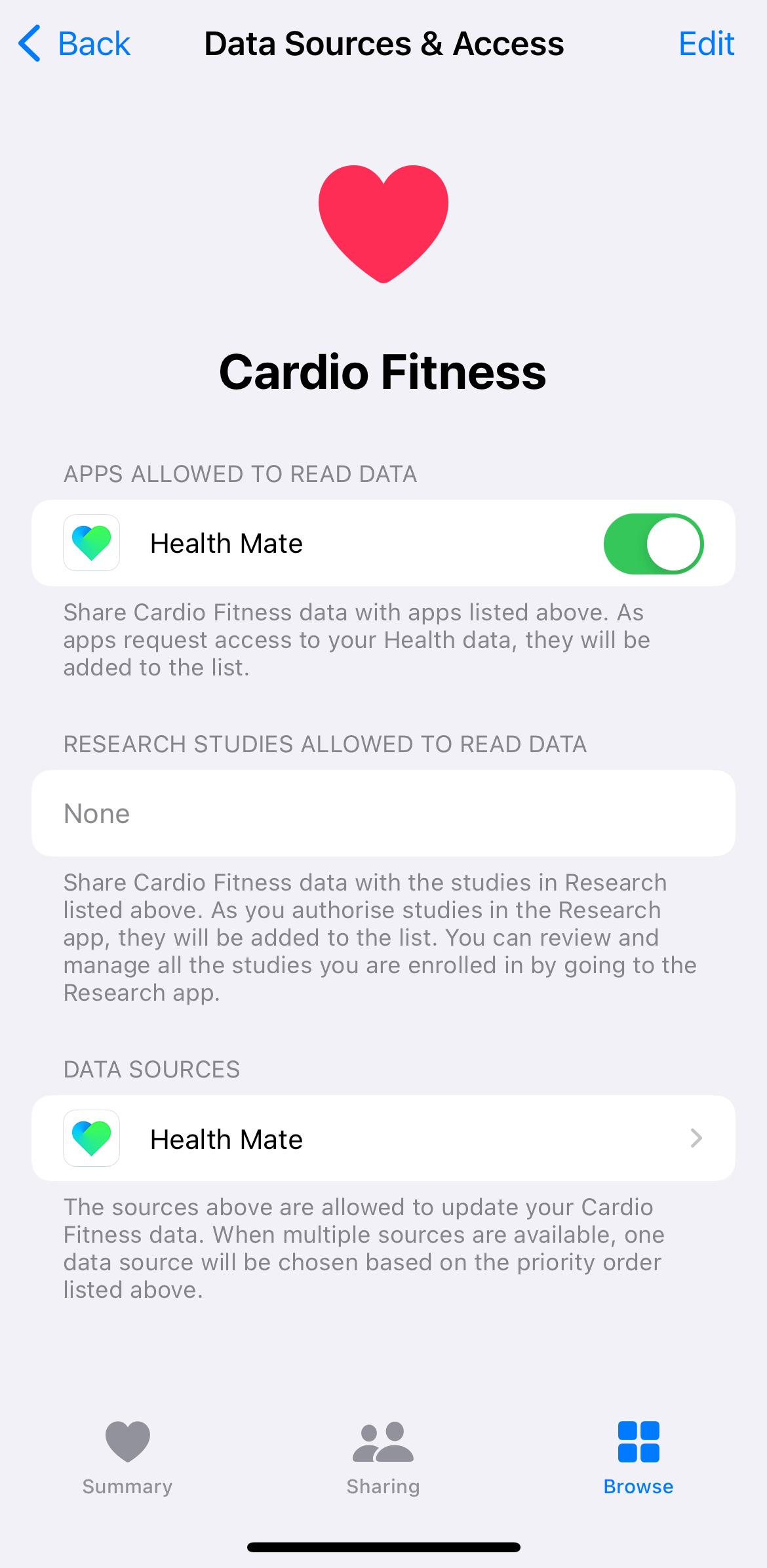 Cardio fitness app failing data source Apple Community