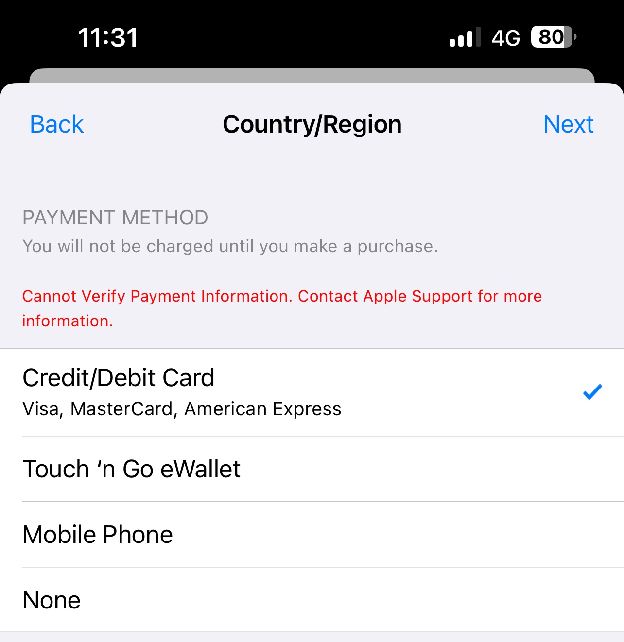 Cannot Verify Payment Apple Community