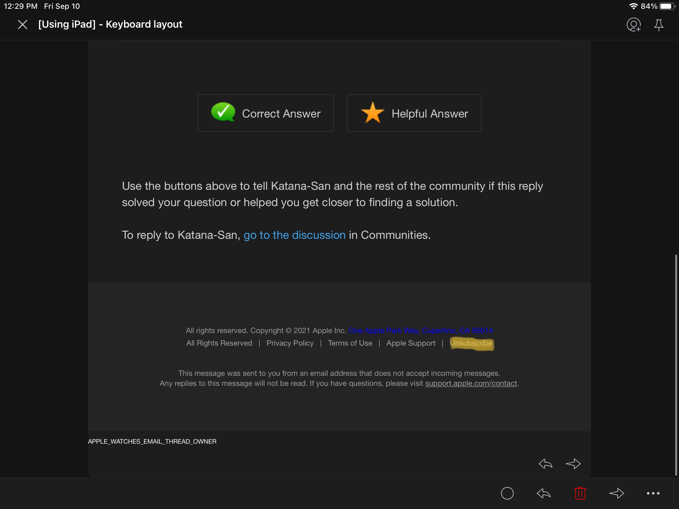 How to unsubscribe from "discussionsupd… Apple Community
