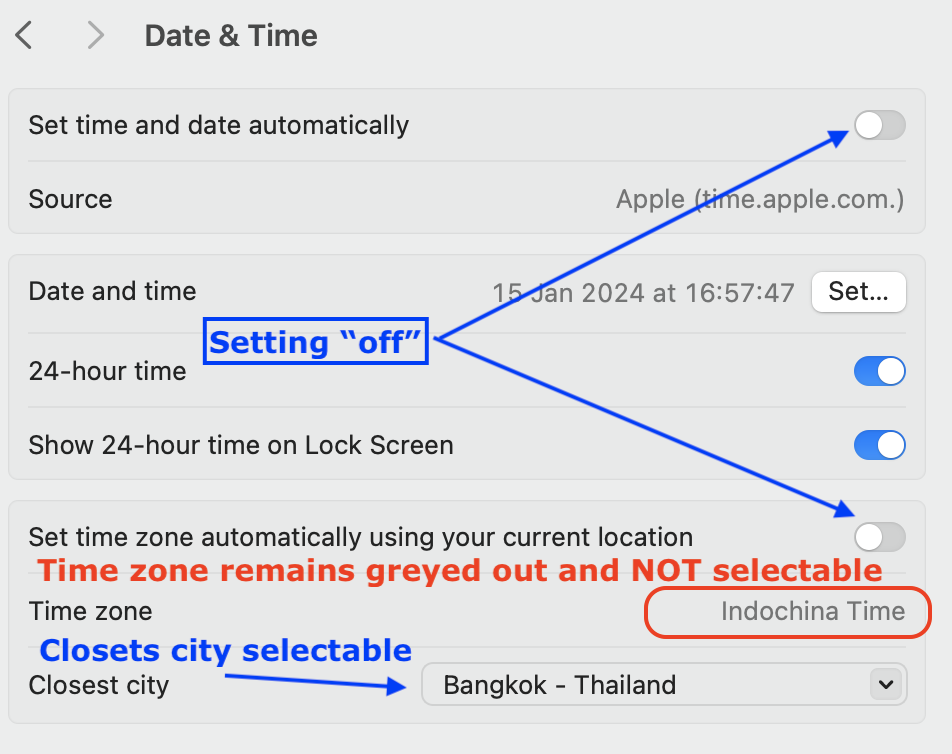 MacBook - Not Possible to Change Time Zon… - Apple Community