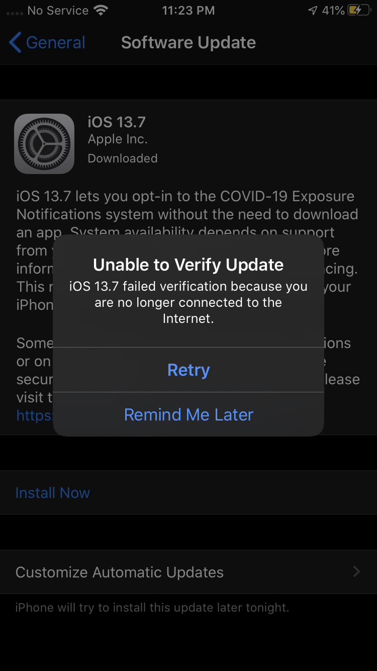 Why would my update say no internet conne… - Apple Community