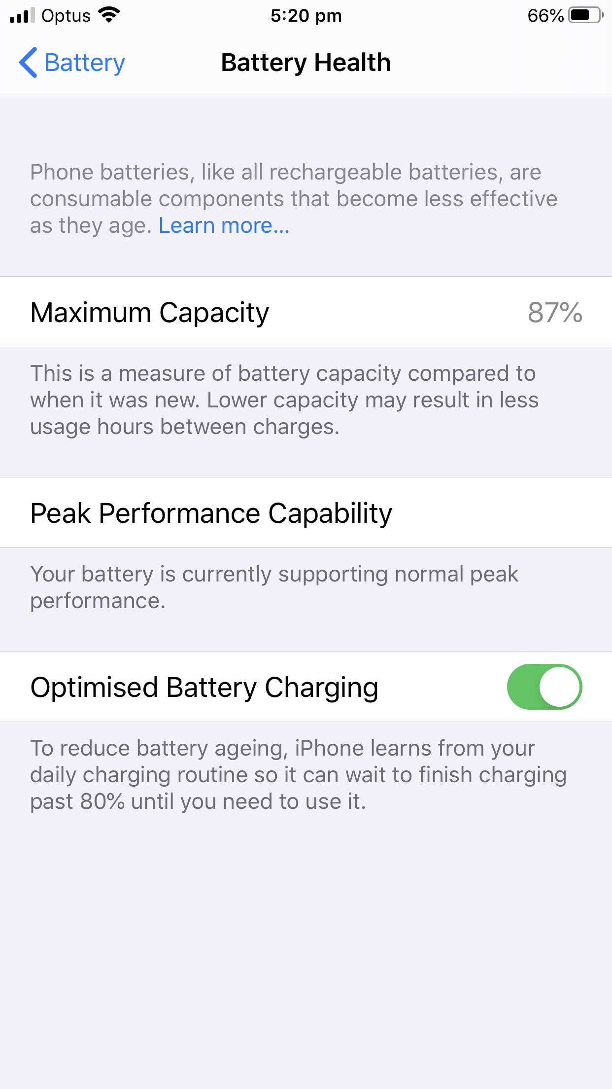 My phone's battery health is lik… Apple