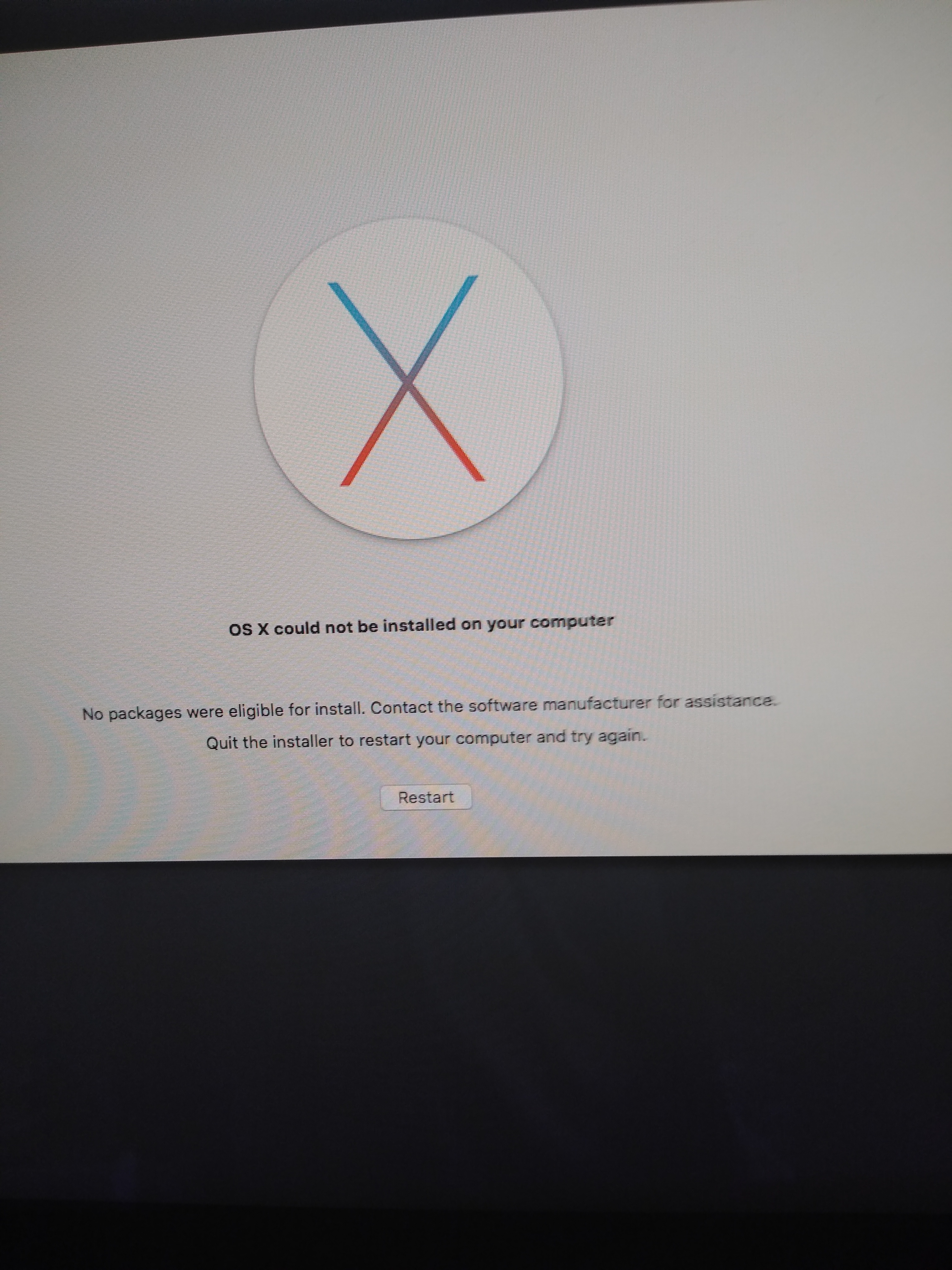 No packages were eligible for install macbook pro