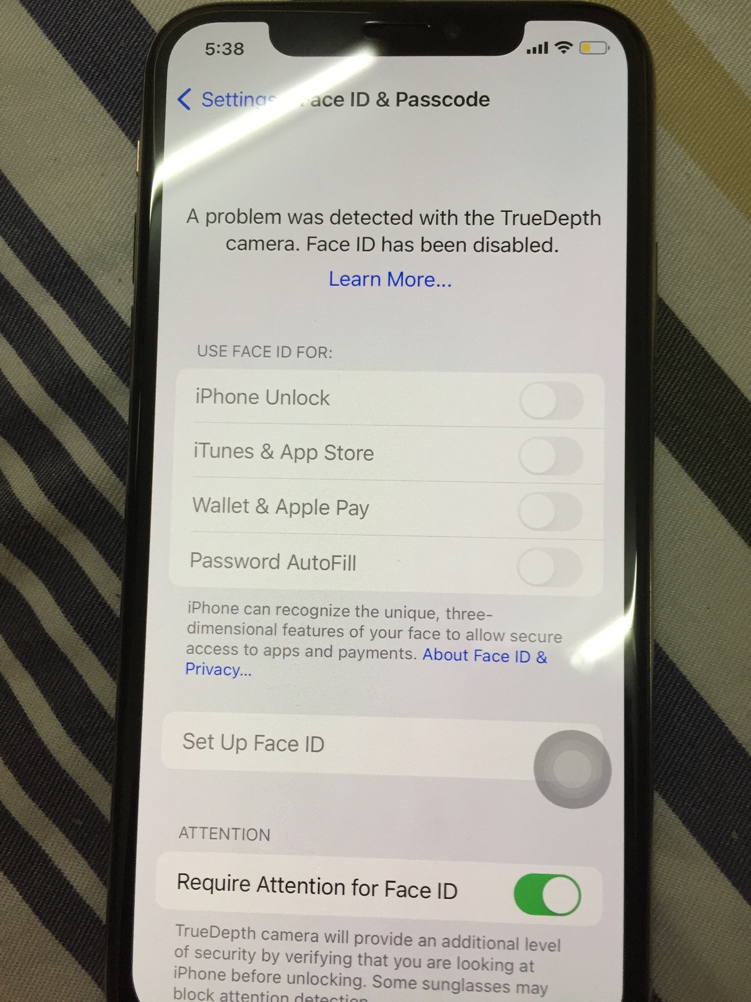 problem was detected with the TrueDepth c… Apple Community